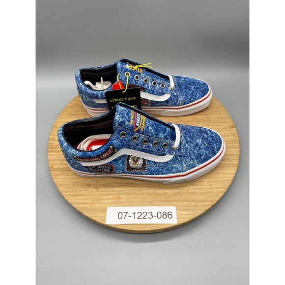 Vans Shoes Womens 7.5 Blue Retro 90s Cobra Karate Canvas Denim Sneakers Mens 6 - Picture 14 of 15